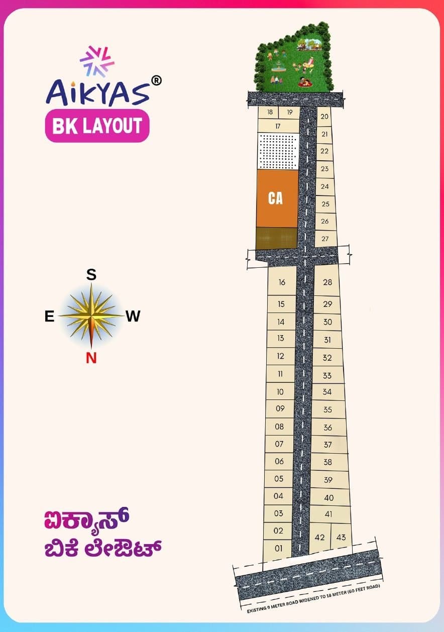 Approved layout plan for Aikyas BK Layout